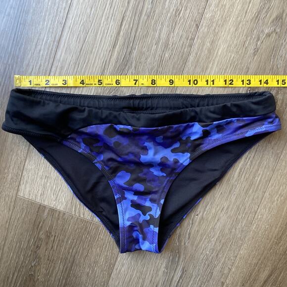 Athleta Maldives Bra Cup Tankini Sz 38 B/C Bottoms Sz S Blue Black Camo - Picture 15 of 16
